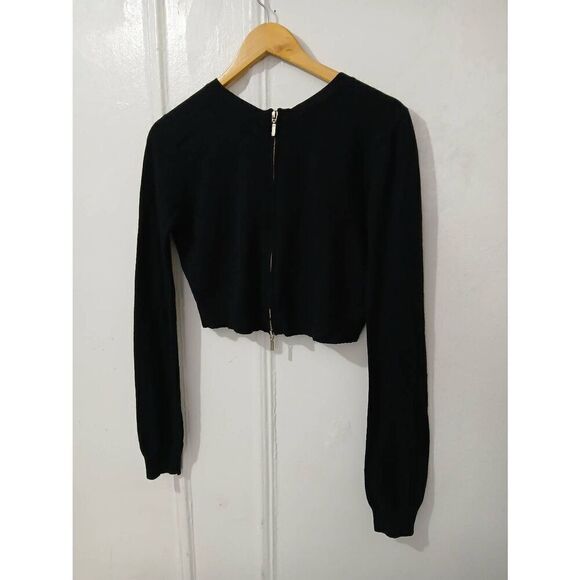 Who's who womens small cashmere wool angora black pink full zip sweater sequin - Picture 2 of 9